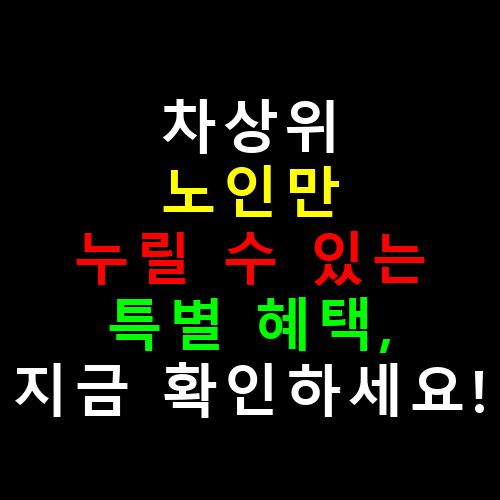 차상위 노인만 누릴 수 있는 특별 혜택, 지금 확인하세요!