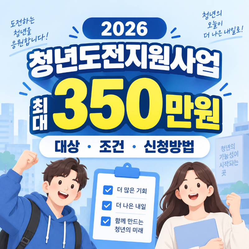 2026 청년도전지원사업 최대 350만원 대상과 신청방법 안내