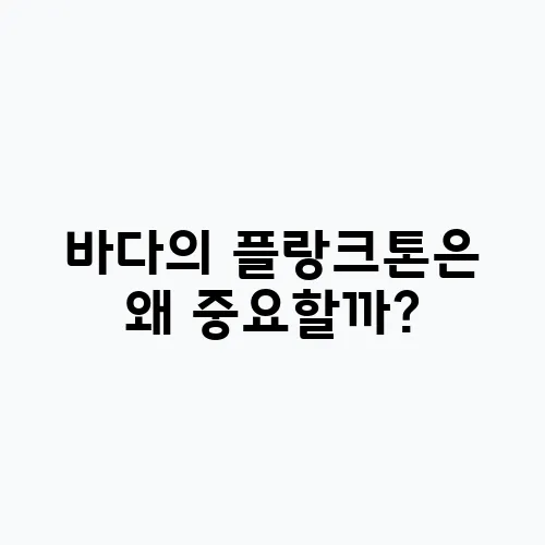 바다의 플랑크톤은 왜 중요할까?