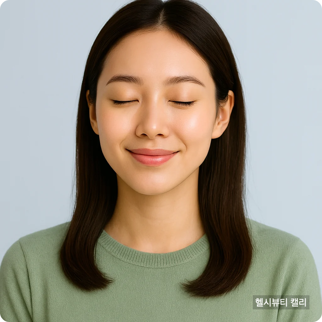 자연스러운 미소로 호흡하는 20대 여성 클로즈업 &ndash; 스트레스 완화 썸네일