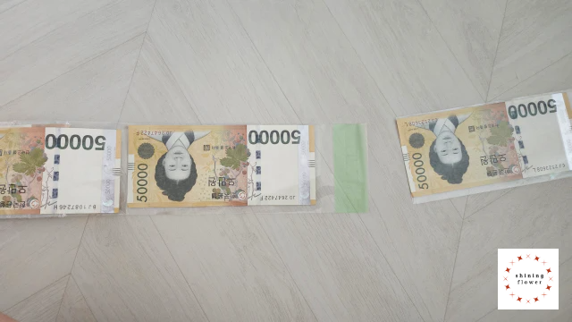 비누꽃 용돈케이크-용돈비닐 연결하기