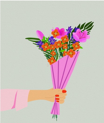 꽃 조합 노하우를 배운 후 꽃 선물에 성공한 사진