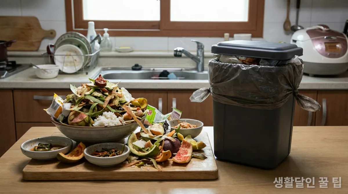 한국 가정에서 발생하는 막대한 양의 음식물 쓰레기
