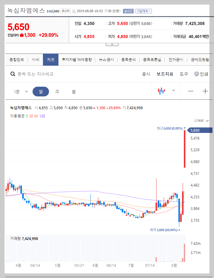 녹십자엠에스 주가 분석