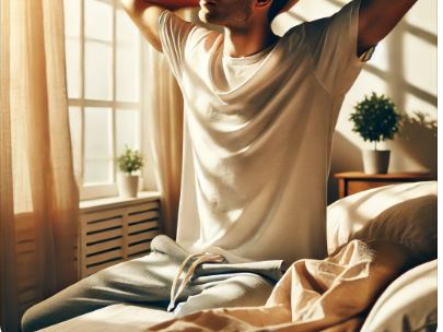 아침에 일어난 사람 사진