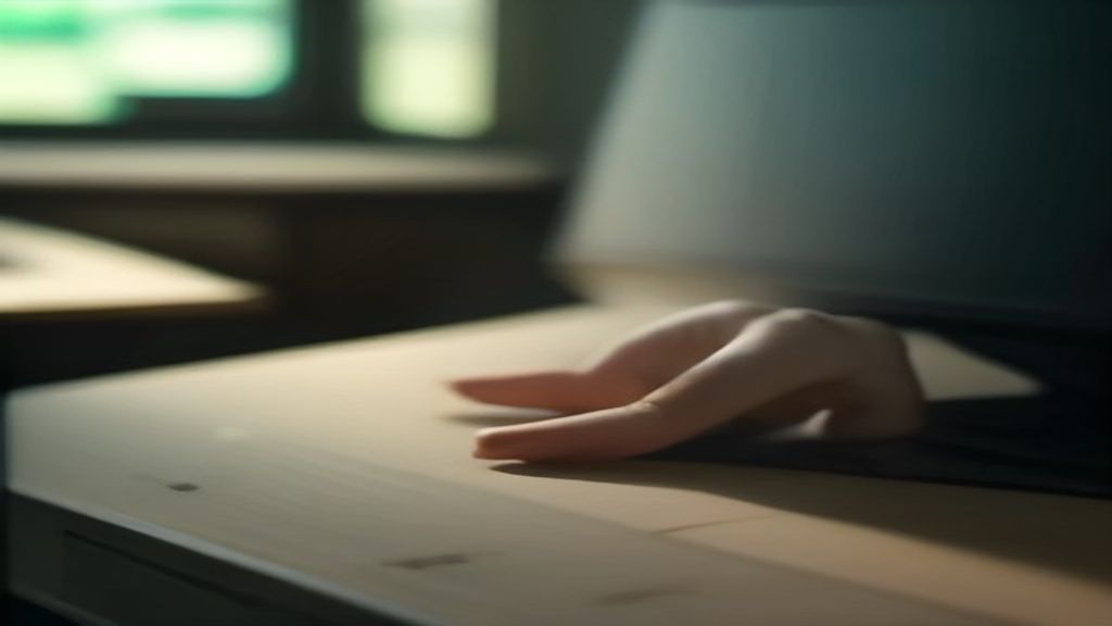 모니터 속 데이터 표를 보며 마우스를 조작하는 손 클로즈업