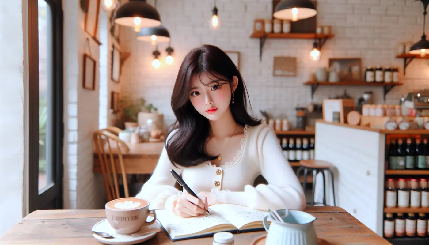 자소서-작성-팁을-참고해서-글쓰기하는-여성의-모습