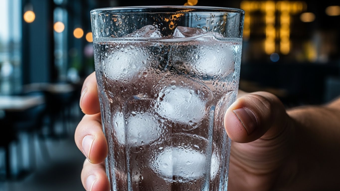 차가운 물잔의 감촉에 집중하며 공황 상태에서 현재의 감각으로 접지하는 5-4-3-2-1 기법 시각화