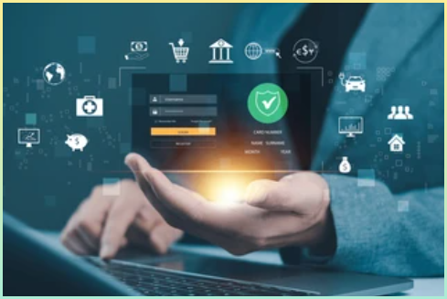 개인정보 보호와 개인정보를 보호하는 것을 손으로 나타내는 기술적 이미지