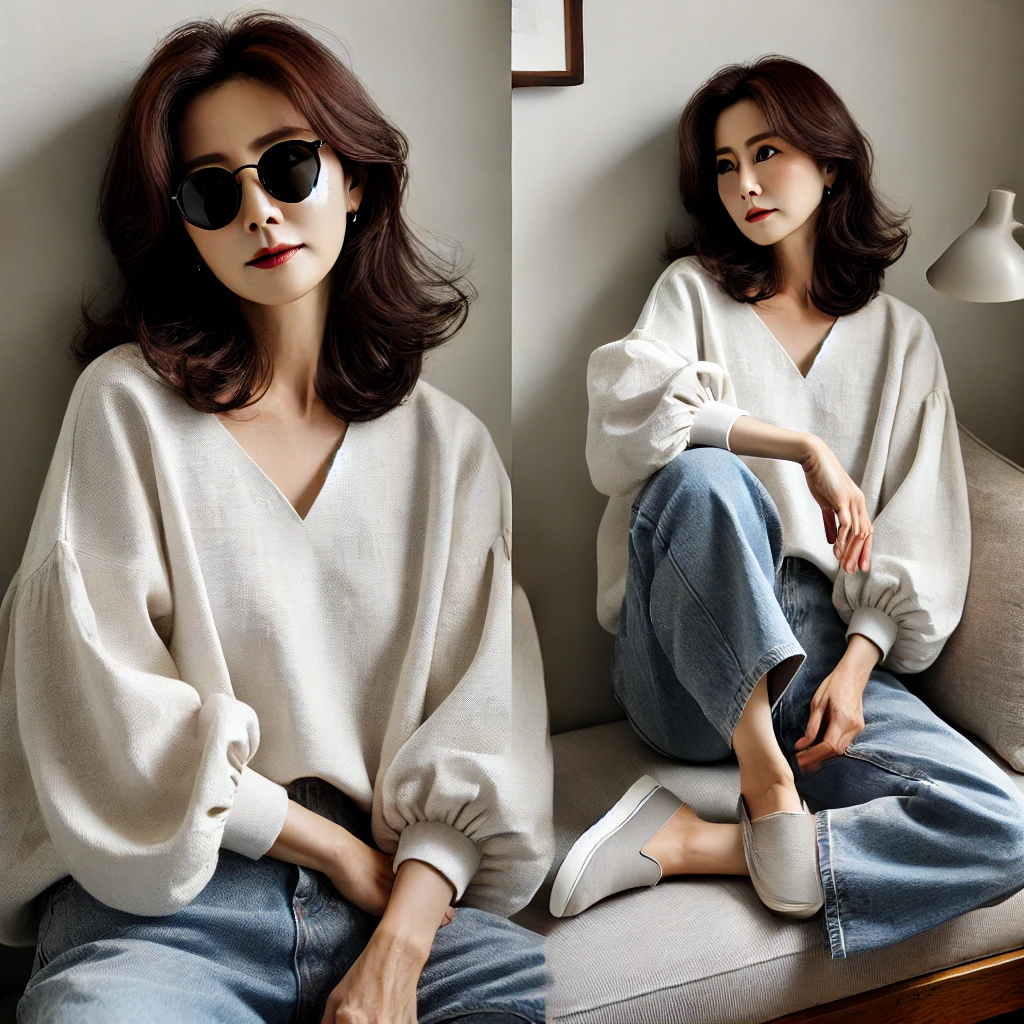 중년 여성 연예인의 패션 관련 사진