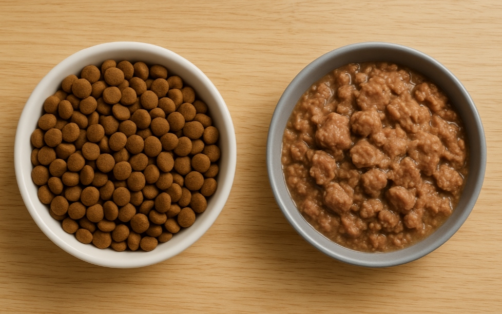 강아지 건사료와 화식 비교사진