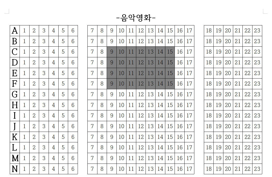 음악영화 볼때 좋은 명당자리 사진