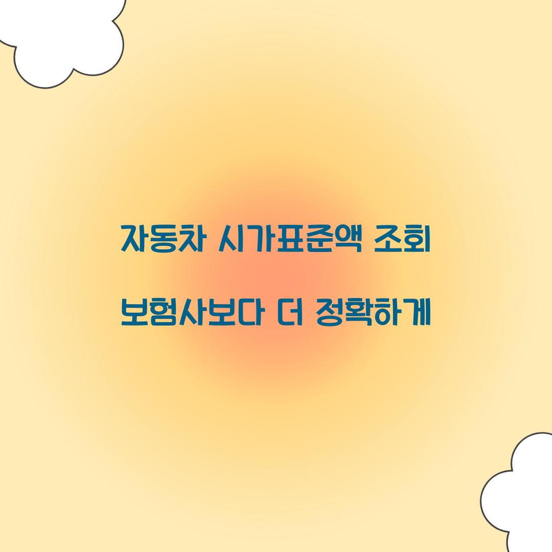 자동차 시가표준액 조회 보험사보다 더 정확하게  