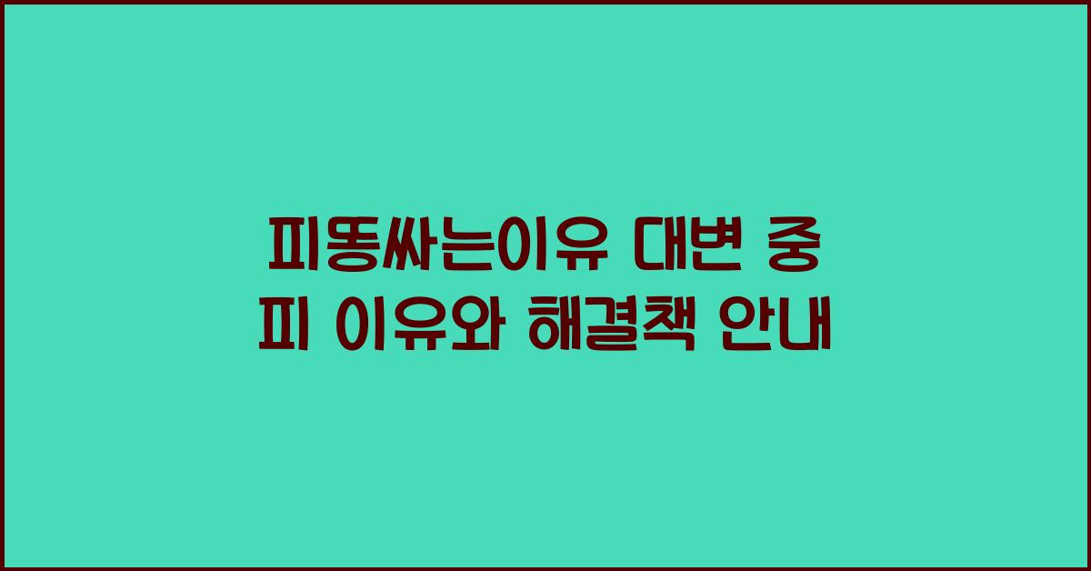 피똥싸는이유