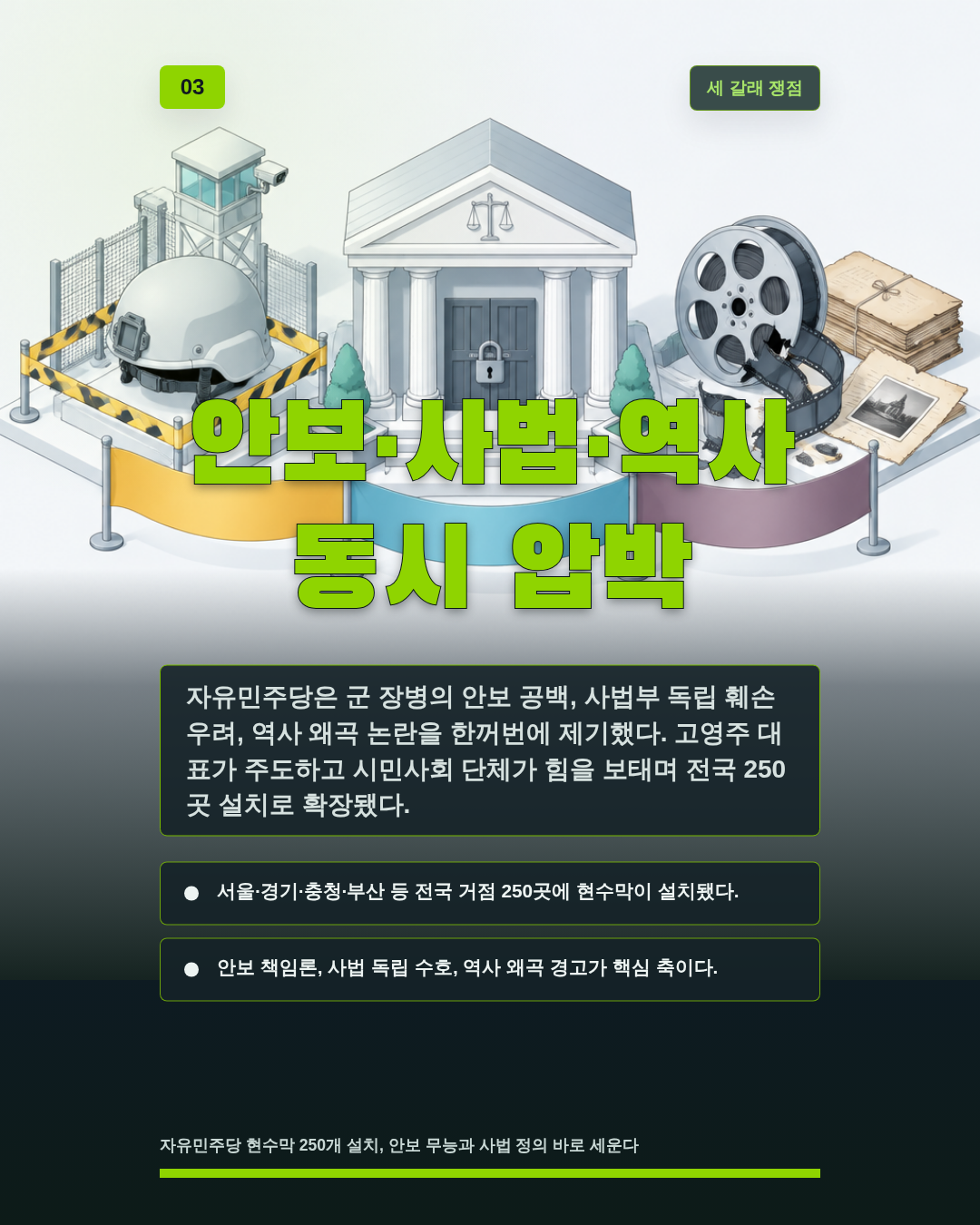 안보&middot;사법&middot;역사 동시 압박