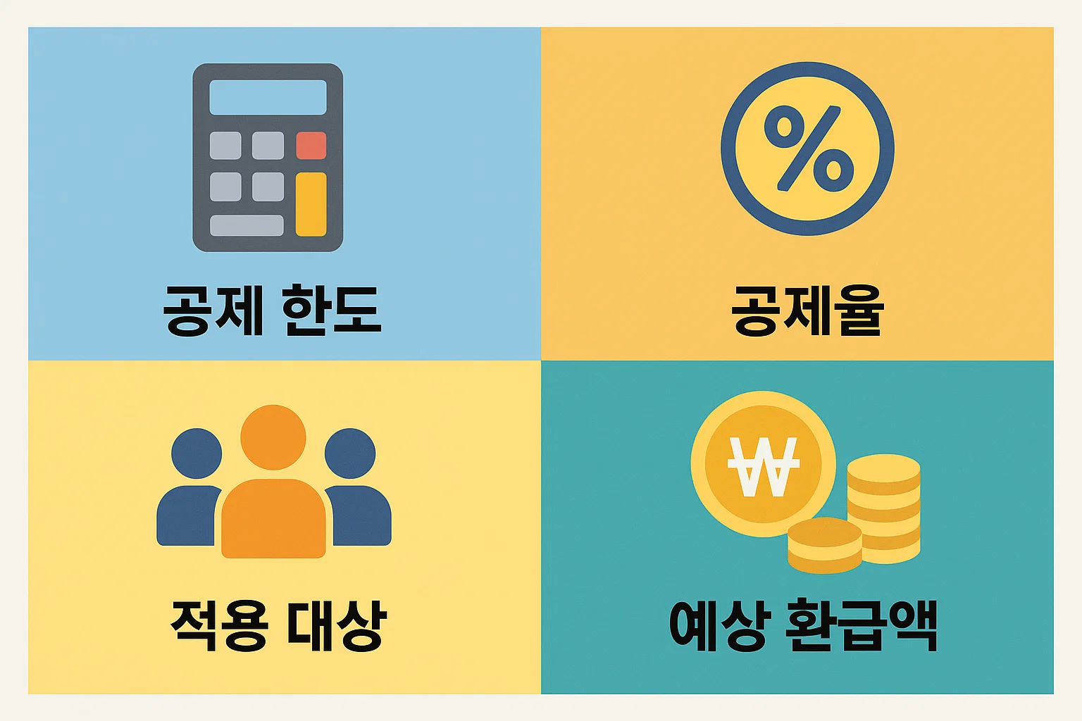 보장성보험 소득공제의 공제 한도, 공제율, 적용 대상, 예상 환급액을 한눈에 볼 수 있도록 정리한 인포그래픽으로 절세 전략 수립에 도움을 주는 이미지입니다.