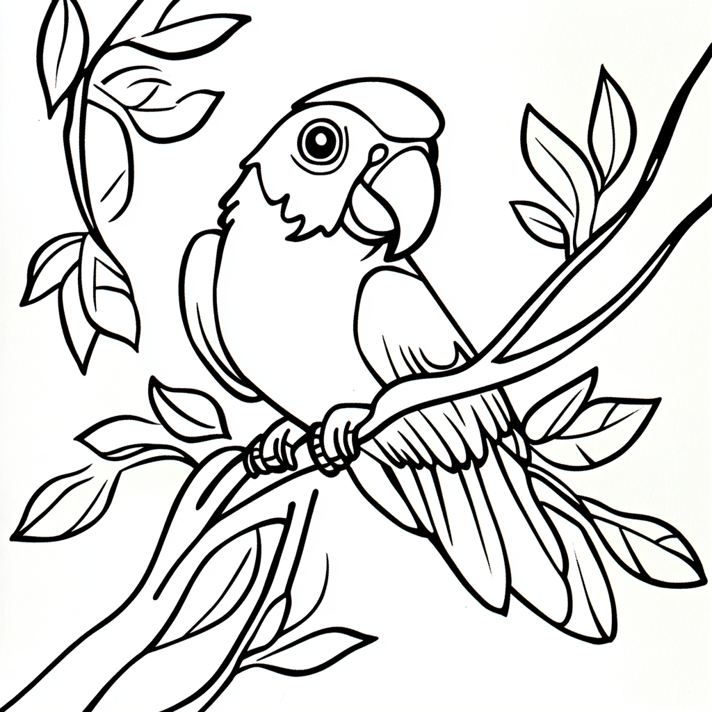 나무에 앉은 앵무새 색칠전