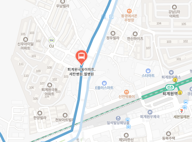 퇴계원극동아파트.세란병원.엘병원에서 인천공항 리무진 공항버스(8844번) 지도 위치