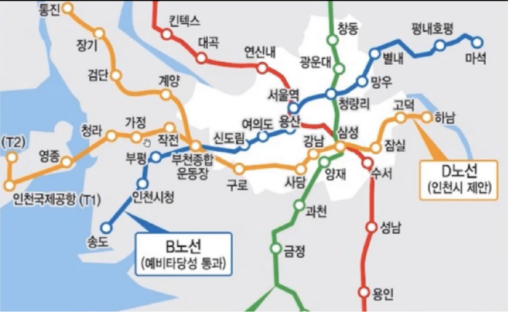 GTX D Y자 노선도