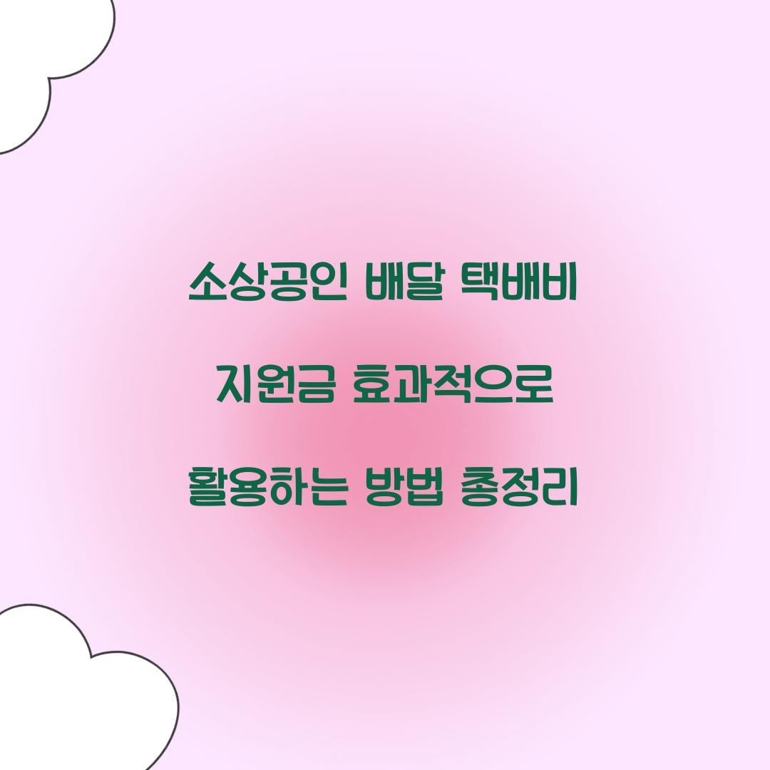 소상공인 배달 택배비 지원금 효과적으로 활용하는 방법