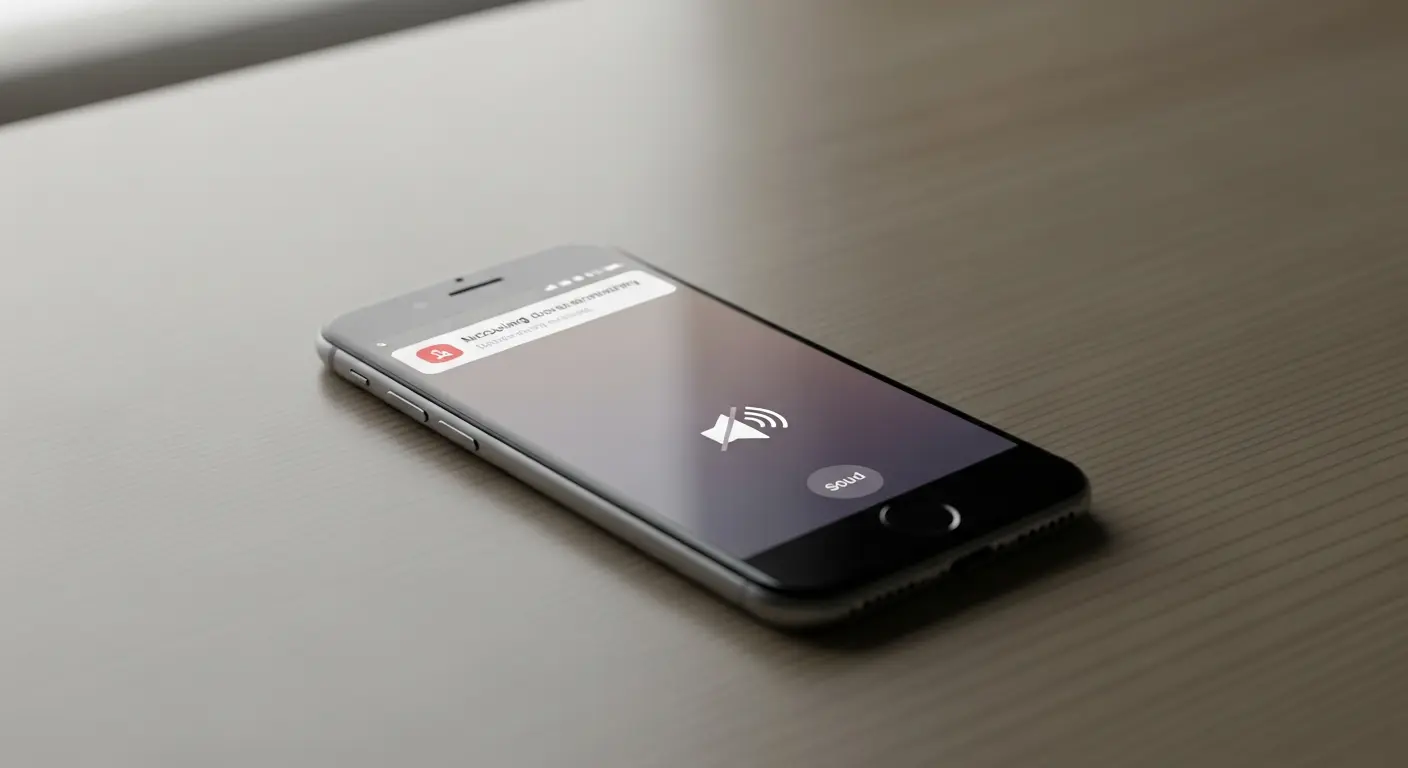 알림은 표시되지만 소리가 나지 않는 스마트폰 상황을 설명하는 이미지