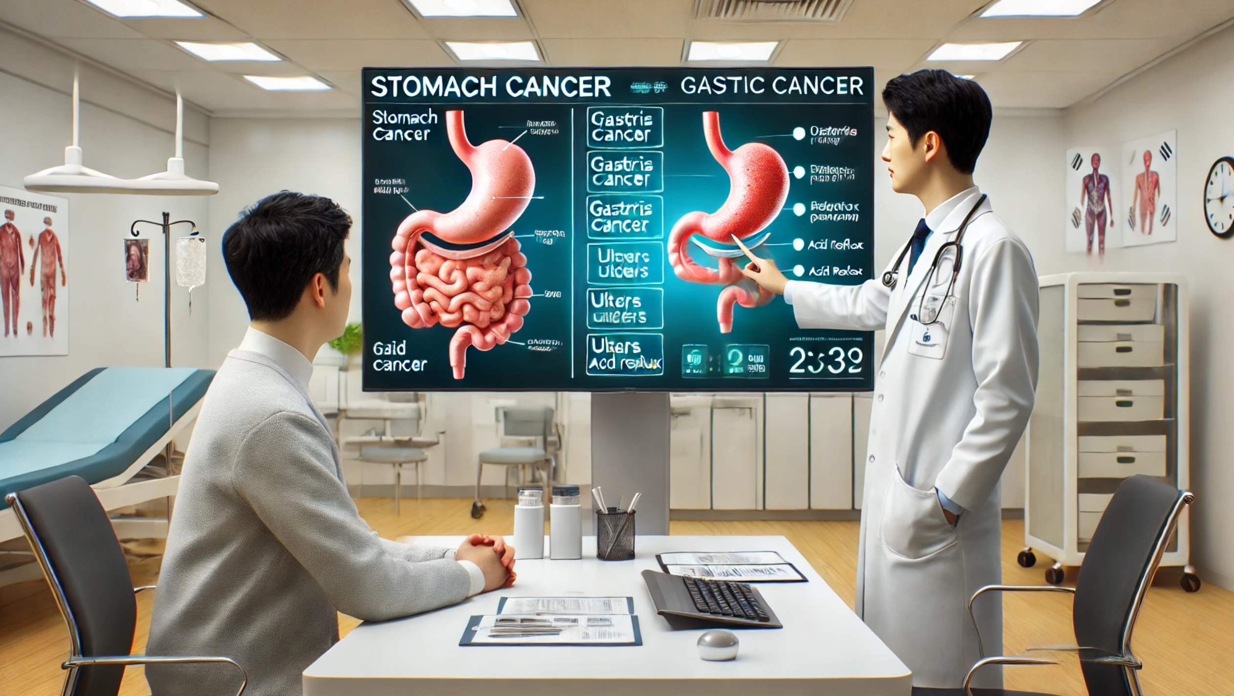 위암과 다른 소화기 질환의 차이에 대해서 논의하는 의사