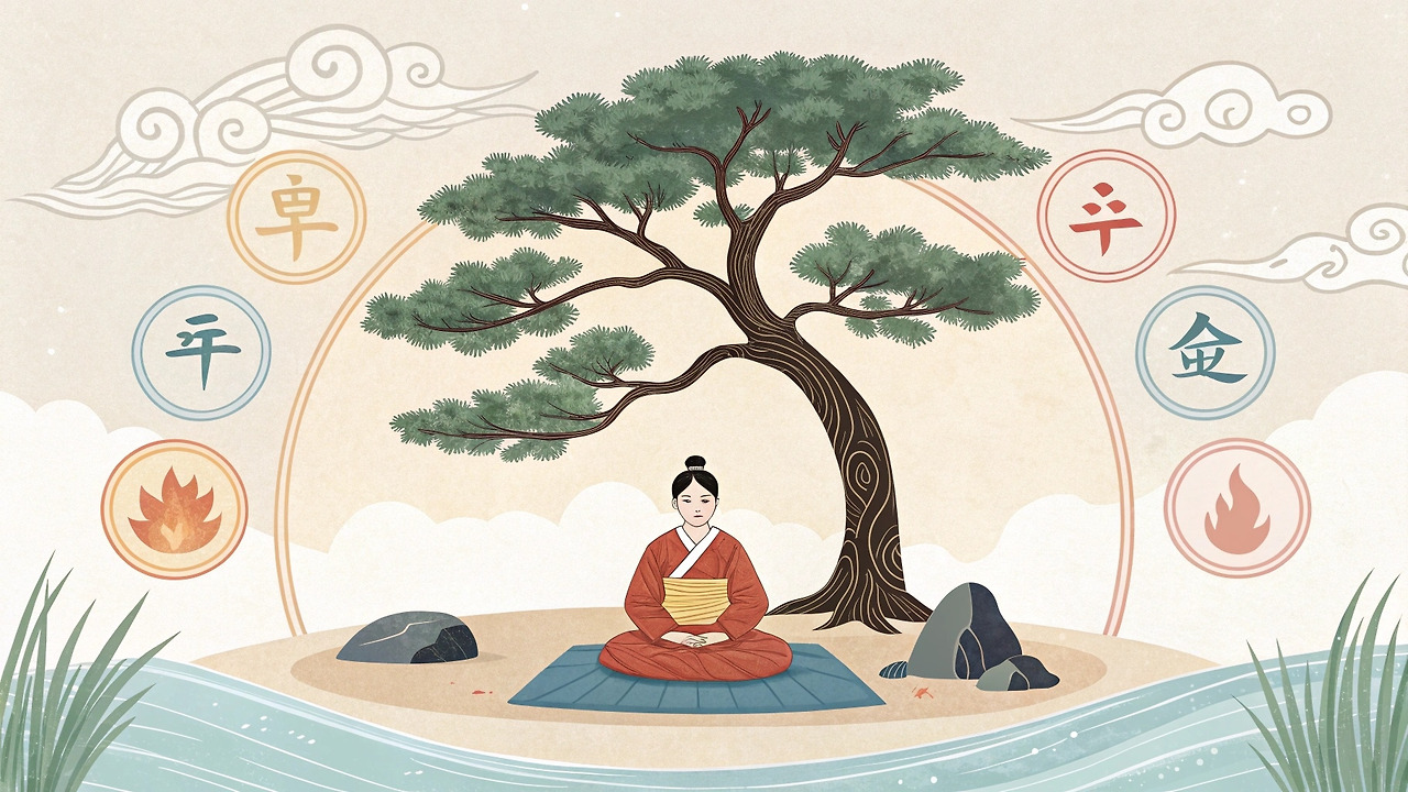 명상을 하는듯한 여자의 그림