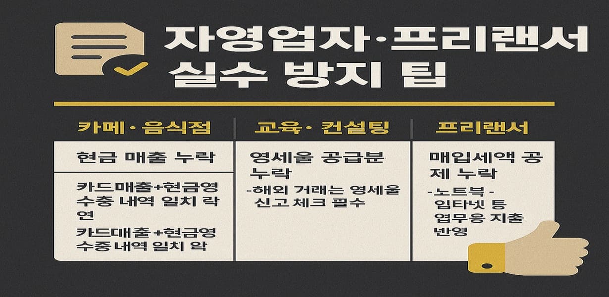 자영업자와 프리랜서를 위한 부가세 신고 실수 방지 팁 인포그래픽