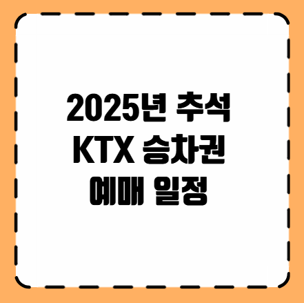 추석 KTX 승차권 예매 일정