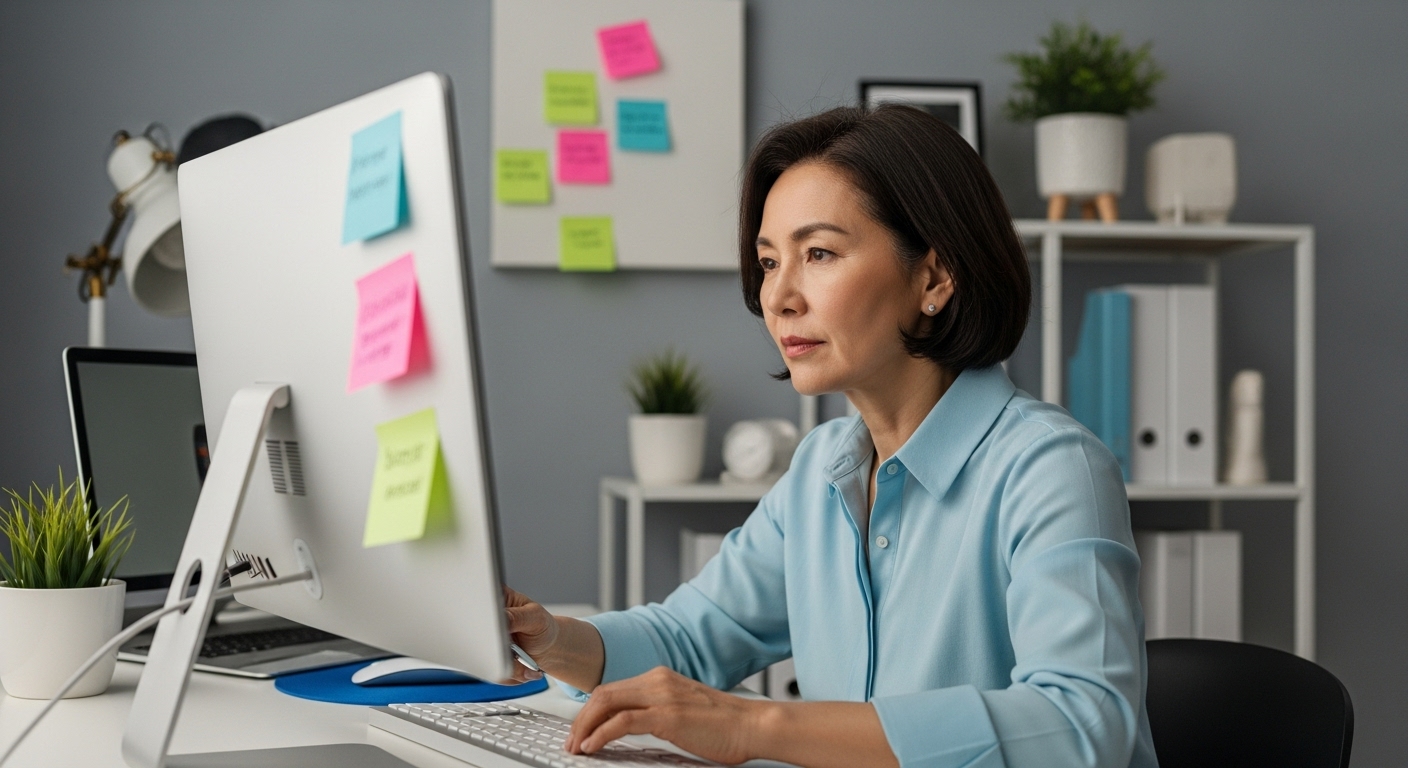 브라우저 설정 중인 실내 장면