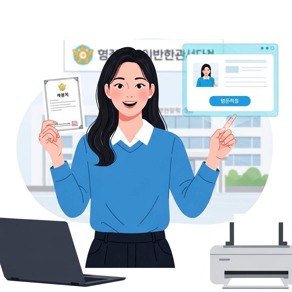 2025년 보건증 온라인 발급 및 검사 절차를 안내하는 한국 여성.