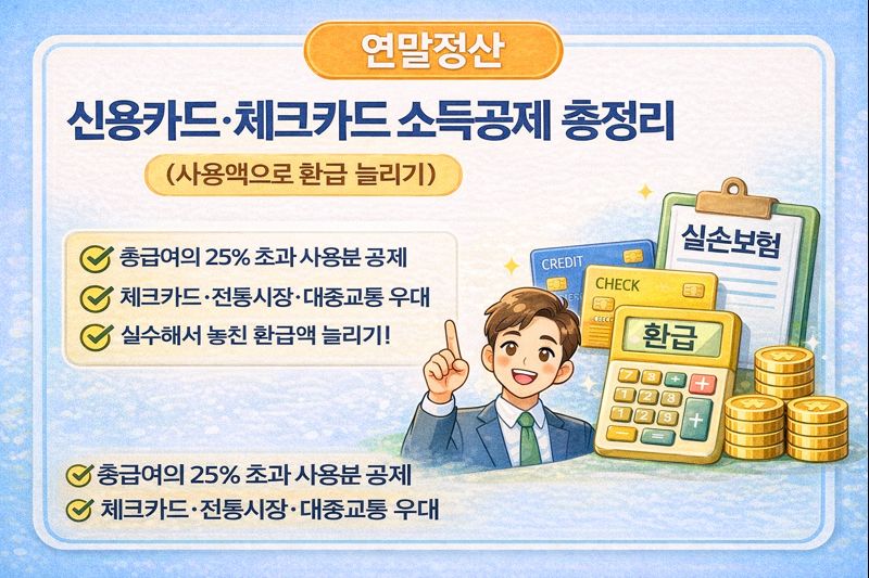 연말정산 신용카드&middot;체크카드 소득공제 총정리 (사용액으로 환급 늘리기)