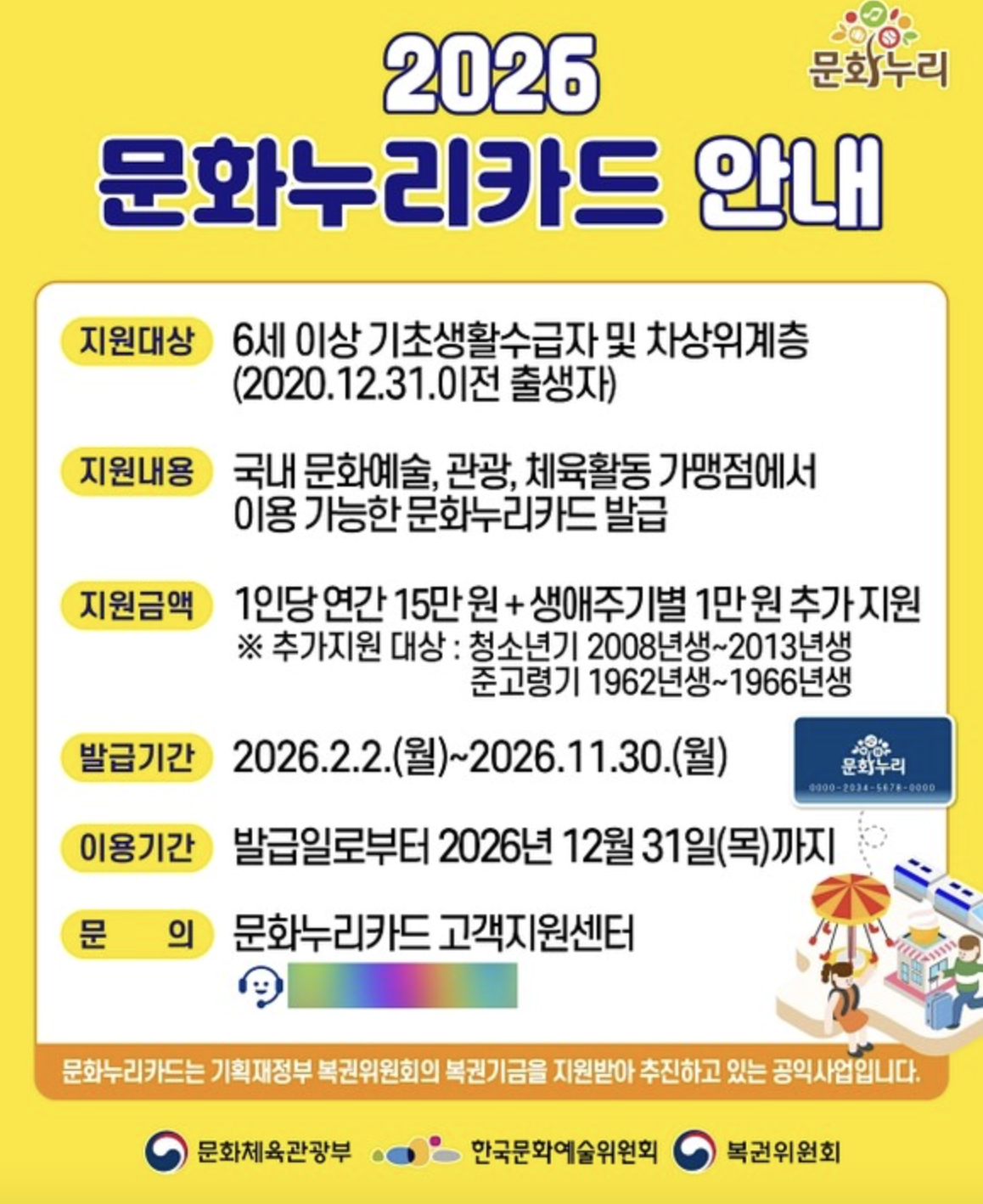 2026 인천시 문화누리카드 자동충전 신청방법