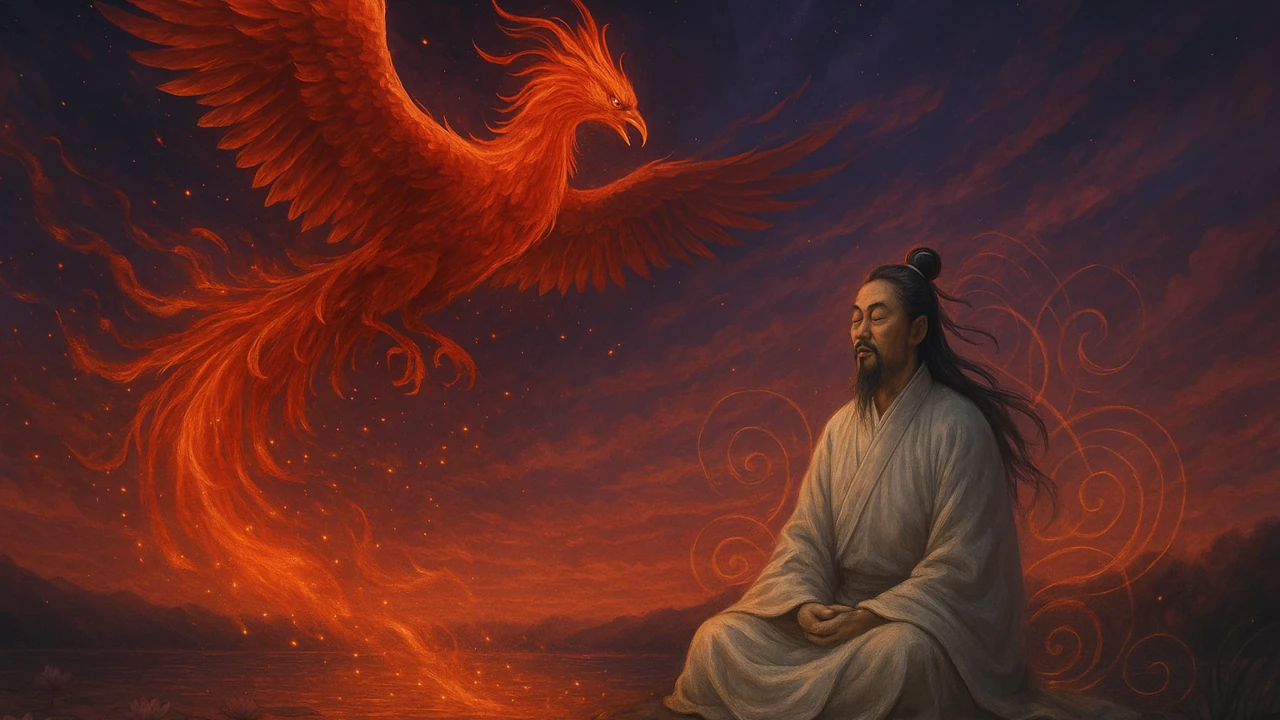 남방 주작과 장자를 상징하는 신비로운 분위기의 대표 이미지