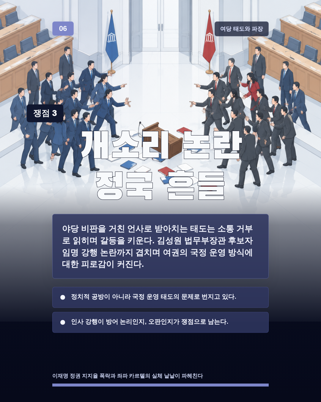 개소리 논란 정국 흔들