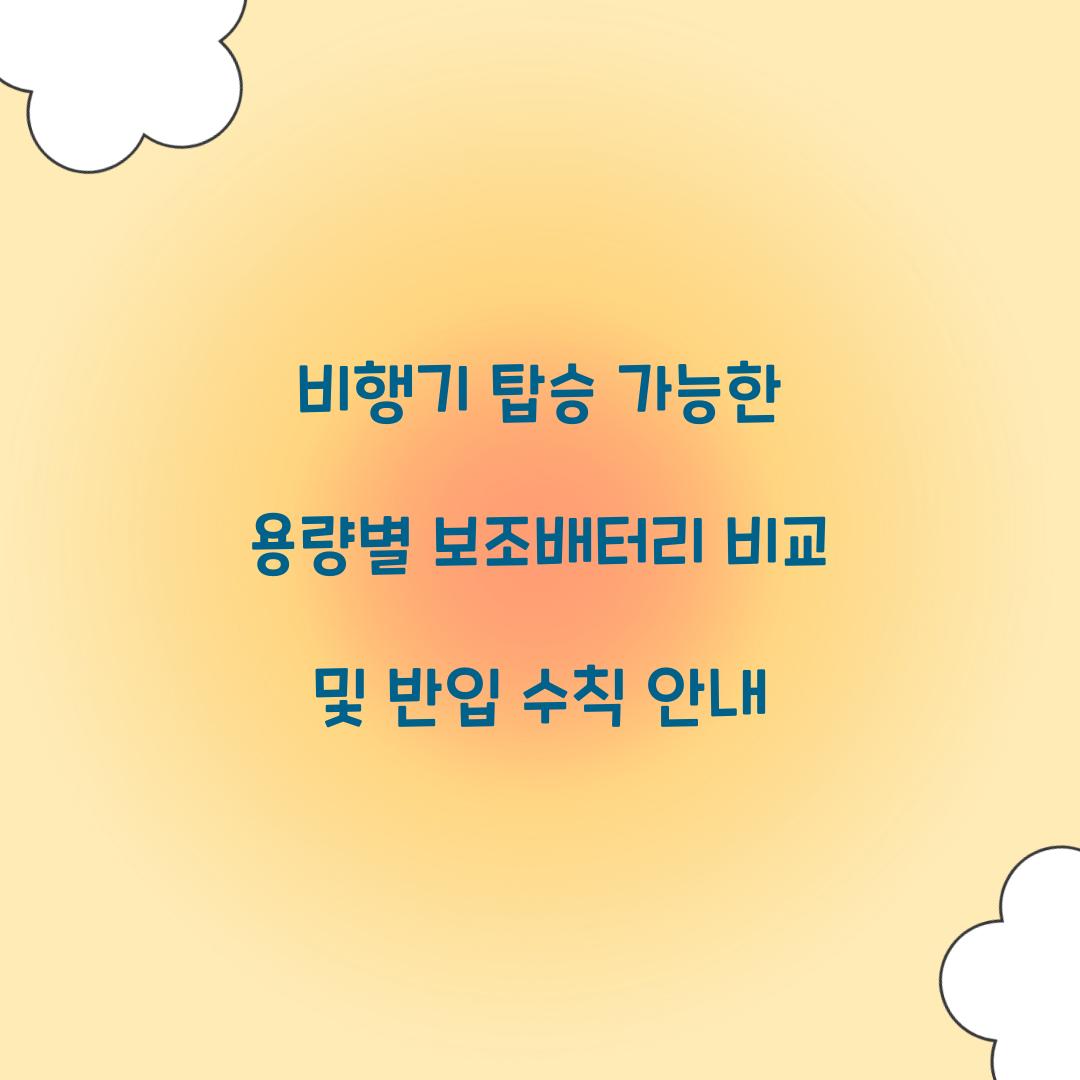 비행기 탑승 가능한 용량별 보조배터리 비교