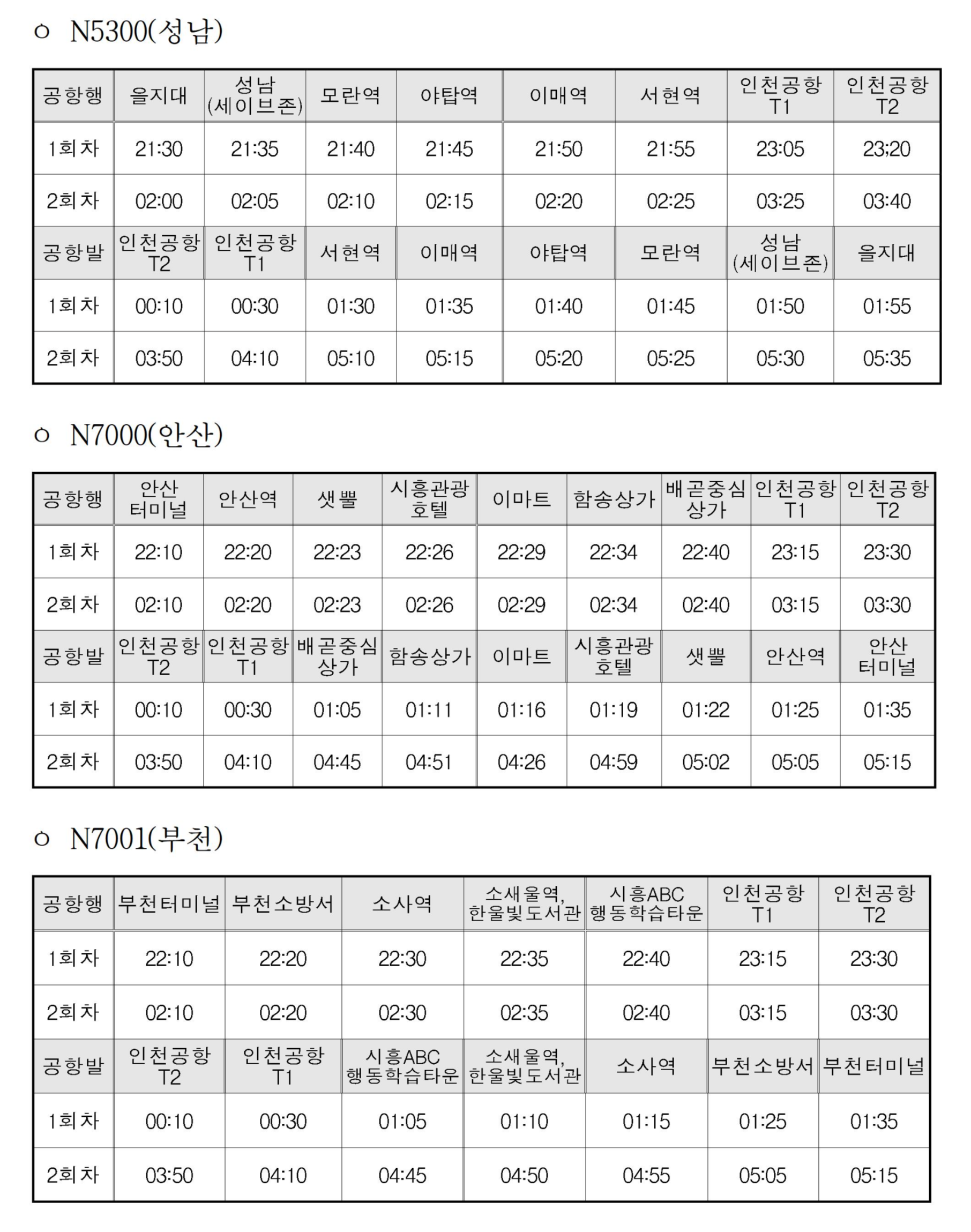 경기도 인천국제공항공사 공항버스 심야버스 확대 노선 추가 용인 남양주