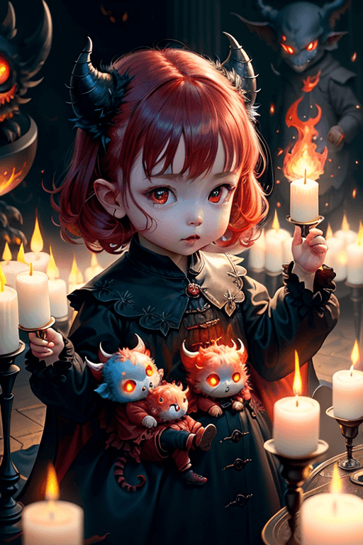 Playground AI로 생성한 그림(2) - 귀여운 쌍둥이와 악마 괴물