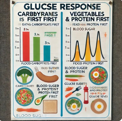  탄수화물 먼저 vs. 식이섬유 먼저 먹을 때 혈당 차이 비교 그래프