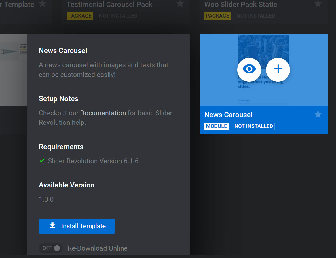 워드프레스 슬라이더 레볼루션(Slider Revolution) 템플릿 - 슬라이더 템플릿 설치하기