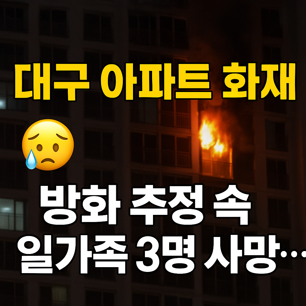 대구 아파트 화재, 방화 추정 속 일가족 3명 사망