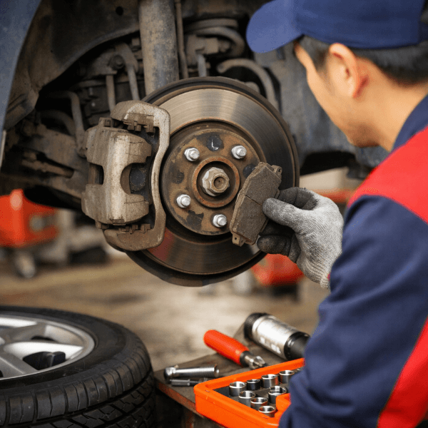 브레이크 패드 마모 상태 점검 장면