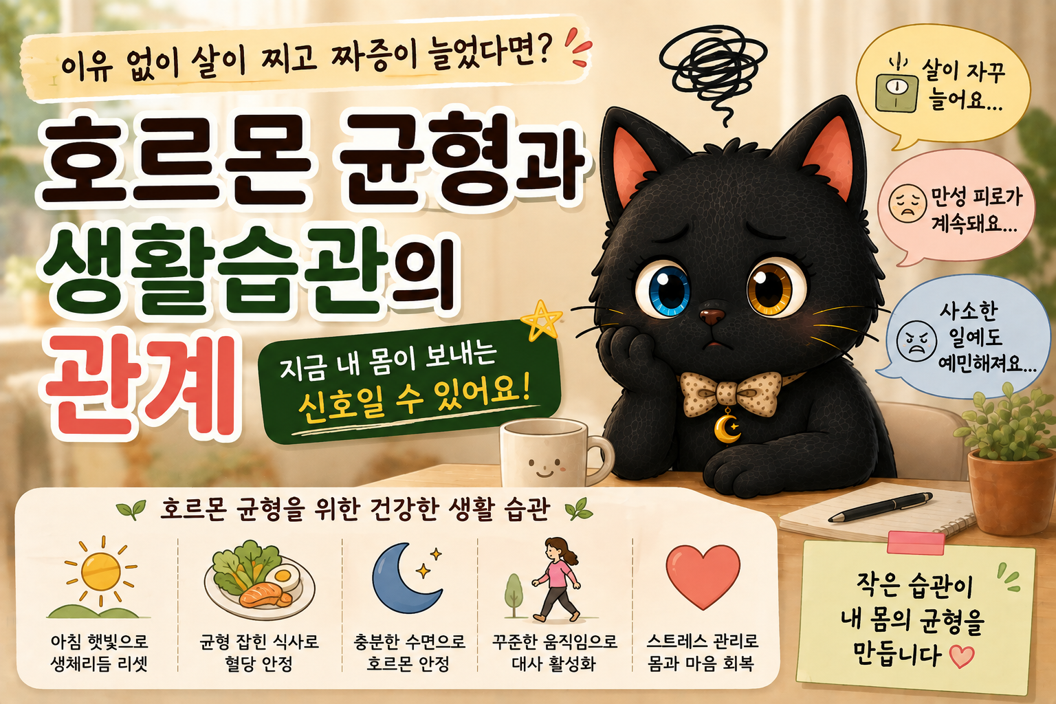 이유 없이 살이 찌고 짜증이 늘었다면? 호르몬 균형과 생활습관의 관계