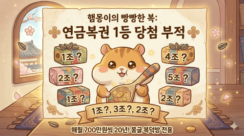 연금복권 720 당첨 부적 햄스터 캐릭터 몽글 복덕방 1등 기원