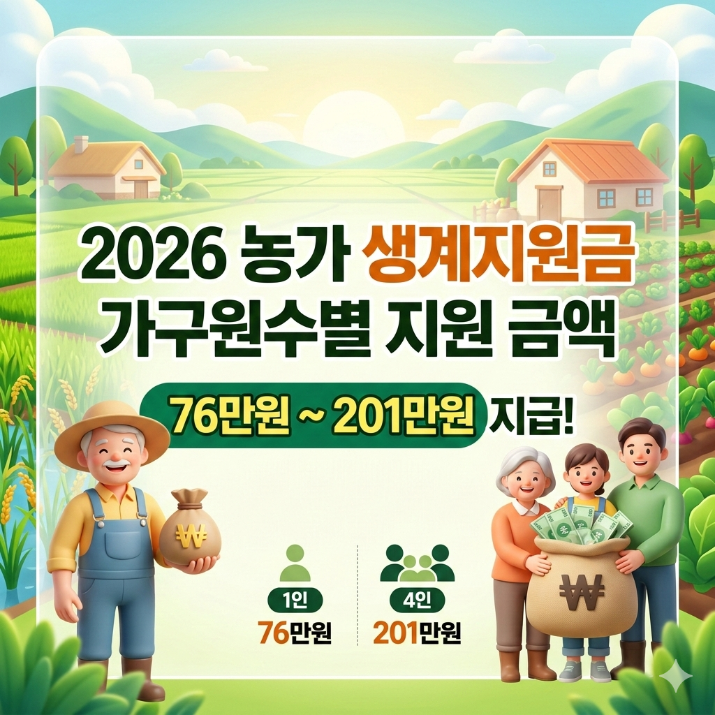 농가 생계지원금 금액 2026년 가구원수별 산정 방식 총정리