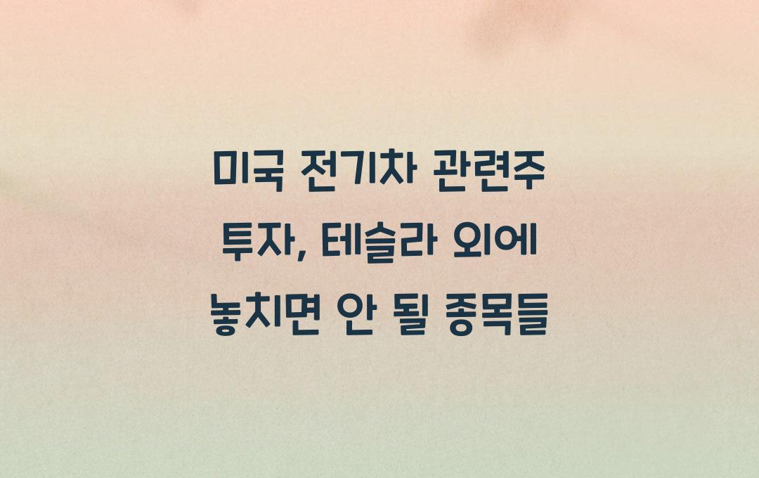 미국 전기차 관련주 투자, 테슬라 외에 주목해야 할 종목