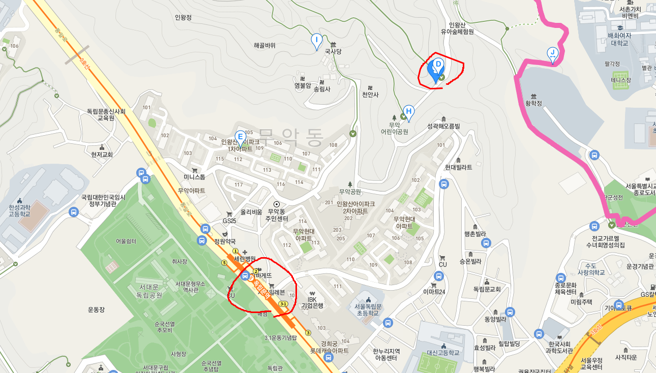 인왕산 야간산행 코스