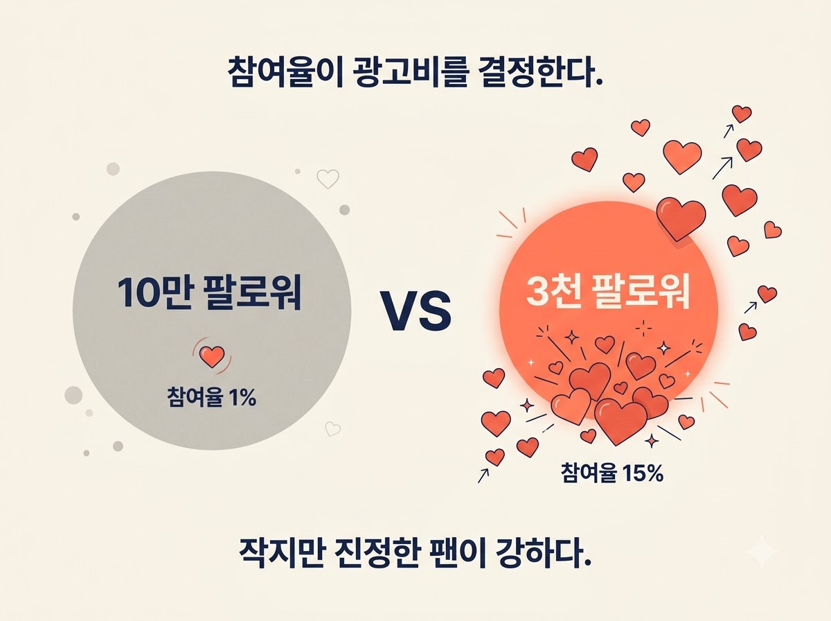 나노 인플루언서 참여율 협찬 단가 결정 팔로워 비교