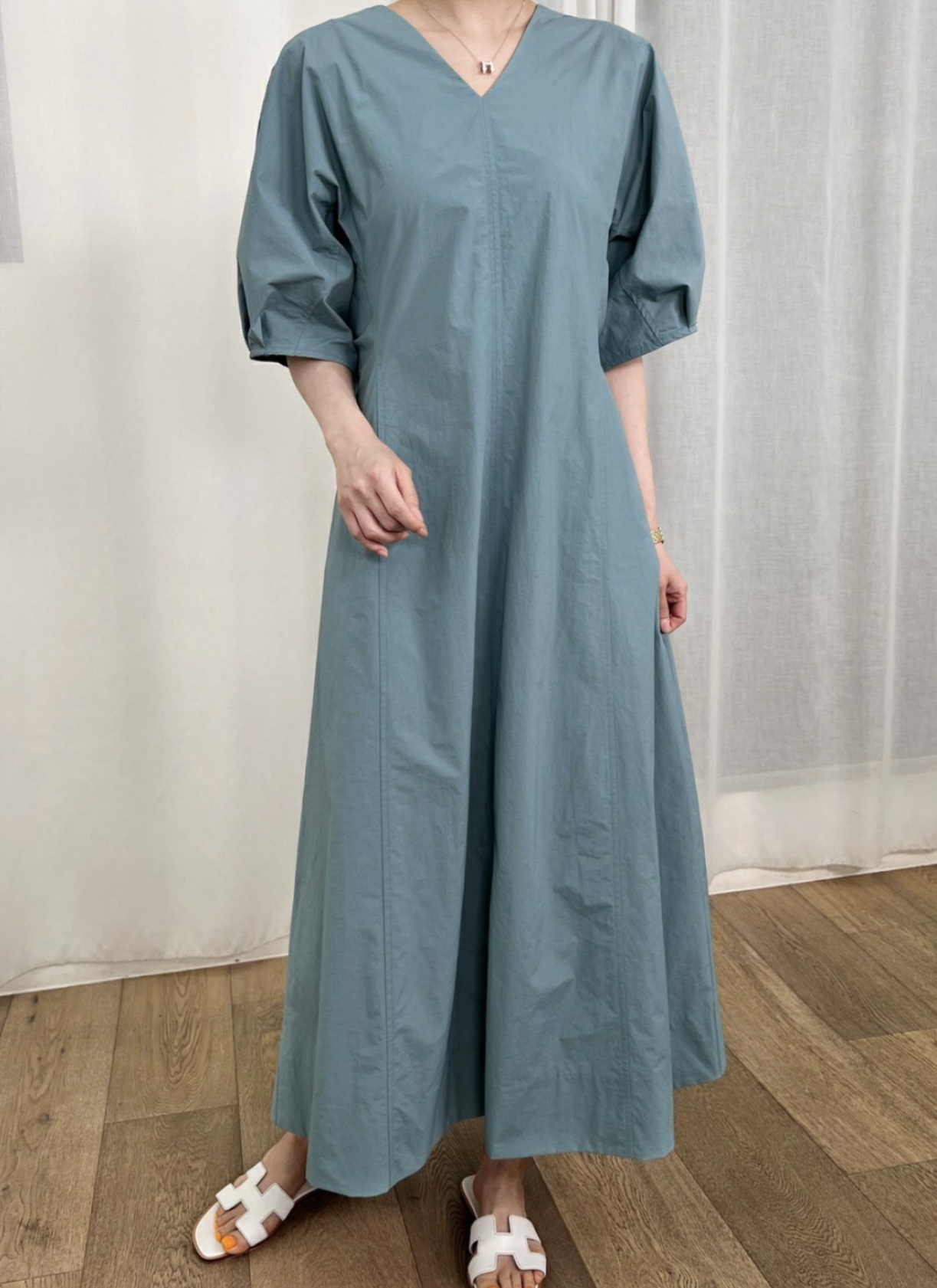 바오 브이넥 백 밴딩 원피스 (3colors)