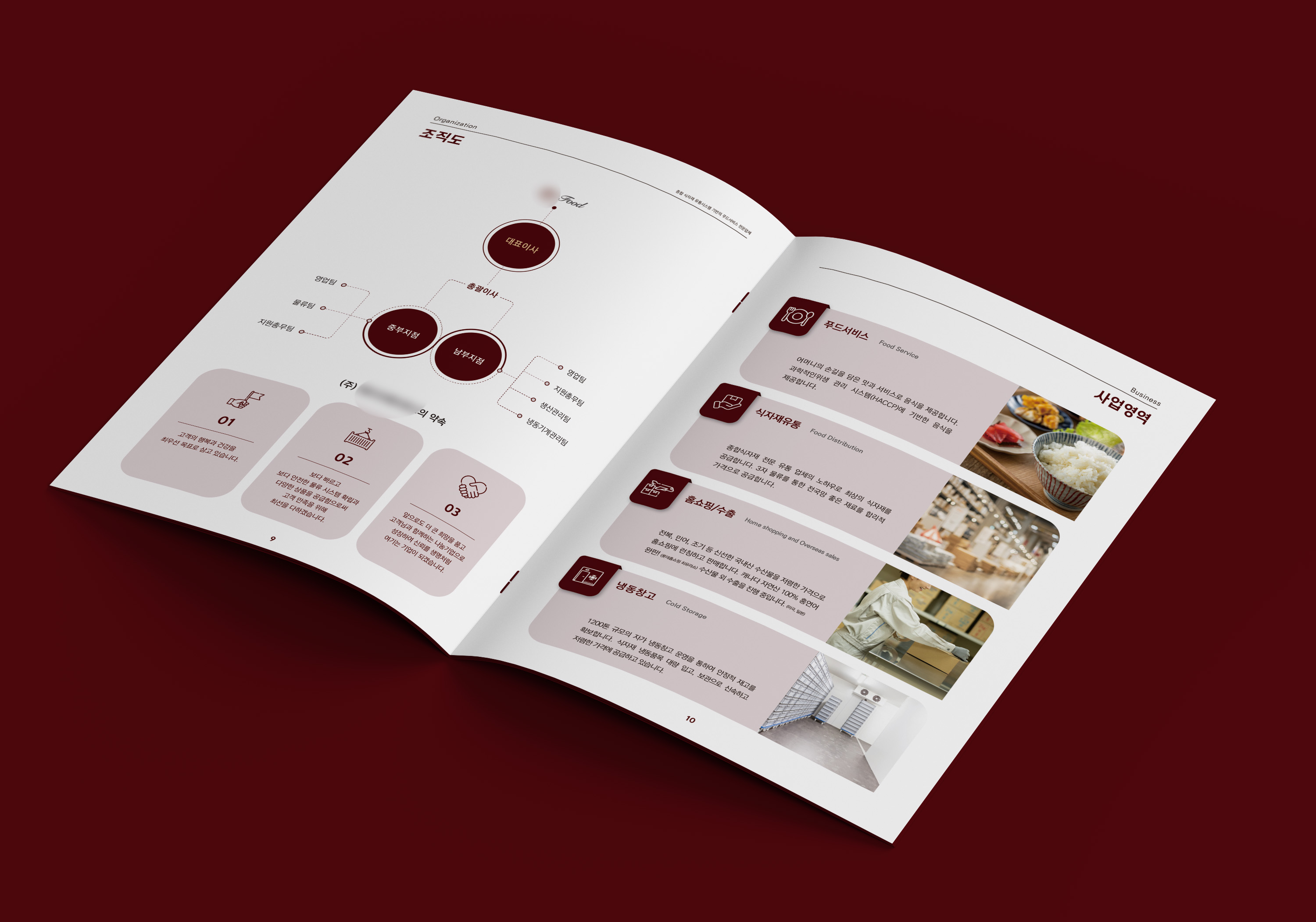 조직도와 사업영역 리디자인한 모습